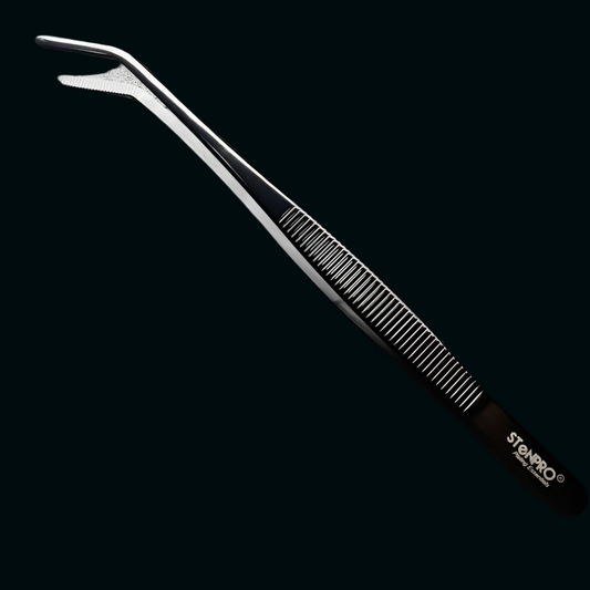 STenPro® Black & Steel 20cm Curved Plating Tweezers